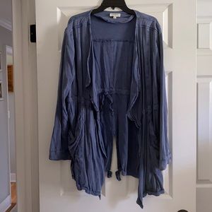 Umgee Denim Look Open Front Tunic Jacket/Cardigan